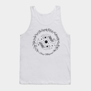 Line art floral wreath with astrology elements, stay magical Tank Top